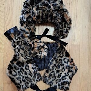 Juicy Couture Leopard Faux Fur Winter Warmth Set